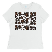 White cowhide pattern Ladies Tee - RanaPortraitStore