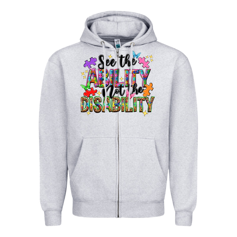 See The Ability Not The Disability Zipper Hoodie by NancyCooperArtShop | Teevron