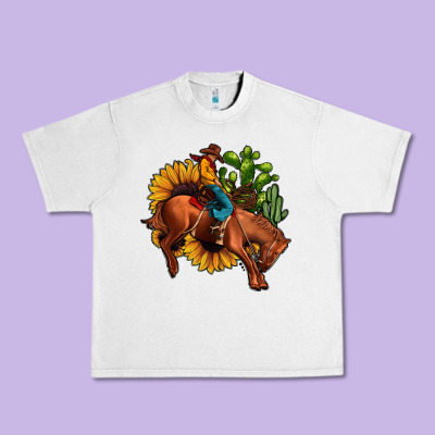 Rodeo Cowboy Sunflower Cactus Urban Heavy Tee Designed By Jahusdesignshop