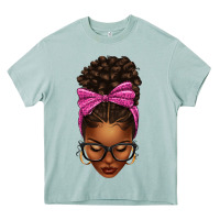 Arona afro messy bun pink leopard bow Heavy Core Tee - texasbilliewilder