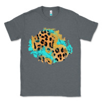 Charcoal Heather glitter leopard turquoise patch Classic Tee - AdoDesignShop