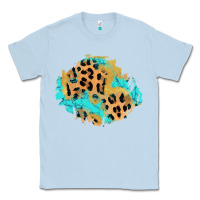 Dusty Blue glitter leopard turquoise patch Classic Tee - AdoDesignShop