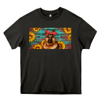 Asphalt german shepherd with sunflowers license plate Heavy Core Tee - Artiststas