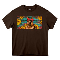 Chocolate Brown german shepherd with sunflowers license plate Heavy Core Tee - Artiststas