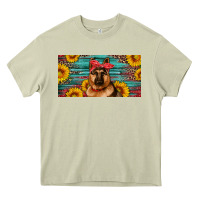 Mossy german shepherd with sunflowers license plate Heavy Core Tee - Artiststas