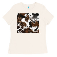 Bone cowhide and leopard pattern Ladies Tee - RanaPortraitStore