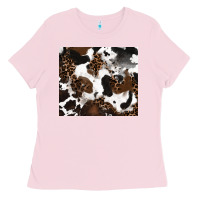 Bubblegum Pink cowhide and leopard pattern Ladies Tee - RanaPortraitStore