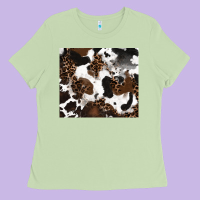 Ladies Tee cowhide and leopard pattern