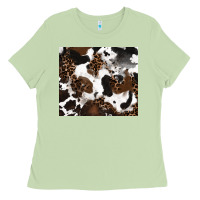Matcha cowhide and leopard pattern Ladies Tee - RanaPortraitStore