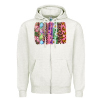 Oatmeal Heather Western Easter brushstroke Zipper Hoodie - NancyCooperArtShop