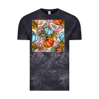 Cloud Black breast cancer awareness with pumpkin and leopard seamless pattern Vintage Tee - BundleAndBundleShop