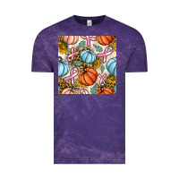 Cloud Purple breast cancer awareness with pumpkin and leopard seamless pattern Vintage Tee - BundleAndBundleShop