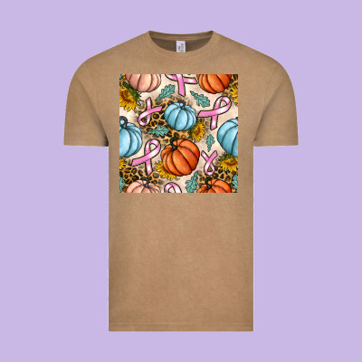 Breast Cancer Awareness With Pumpkin And Leopard Seamless Pattern Vintage Tee Designed By Bundleandbundleshop