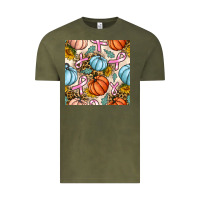 Vintage Olive breast cancer awareness with pumpkin and leopard seamless pattern Vintage Tee - BundleAndBundleShop