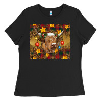 Black Christmas cow Ladies Tee - RanaPortraitStore