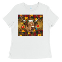 White Christmas cow Ladies Tee - RanaPortraitStore
