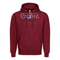 Burgundy 4th of july nursing administrator Zipper Hoodie - NancyCooperArtShop