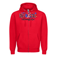 Red 4th of july nursing administrator Zipper Hoodie - NancyCooperArtShop
