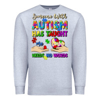 Heather Grey someone with autism has taught me love needs no wo Premium Sweatshirt - Artiststas