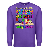 Purple someone with autism has taught me love needs no wo Premium Sweatshirt - Artiststas