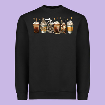 Skeleton Coffee Cups Heavyweight Sweatshirt Designed By Jasminsmagicworld