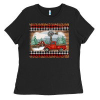 Black christmas farm and truck Ladies Tee - RanaPortraitStore