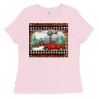 Bubblegum Pink christmas farm and truck Ladies Tee - RanaPortraitStore