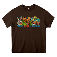 Chocolate Brown peace love free bird Heavy Core Tee - Zillion Design Studio