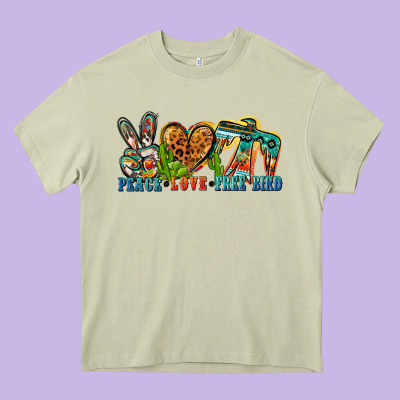 Peace Love Free Bird Heavy Core Tee Designed By Zillion Design Studio