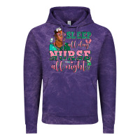 Cloud Purple afro  nurse sleep all day nurse all night Vintage Hoodie - AdoDesignShop