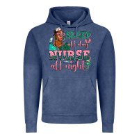 Vintage Denim afro  nurse sleep all day nurse all night Vintage Hoodie - AdoDesignShop