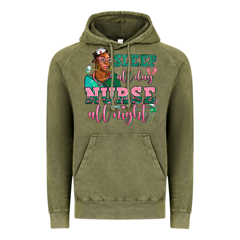 Afro  Nurse Sleep All Day Nurse All Night Vintage Hoodie by AdoDesignShop | Teevron