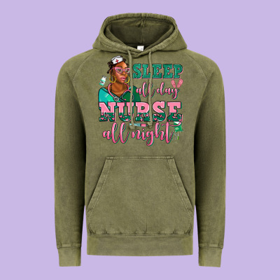 Afro  Nurse Sleep All Day Nurse All Night Vintage Hoodie Designed By Adodesignshop