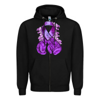 Black Domestic Violence Warrior purple ribbon Zipper Hoodie - NancyCooperArtShop
