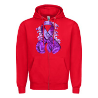 Red Domestic Violence Warrior purple ribbon Zipper Hoodie - NancyCooperArtShop