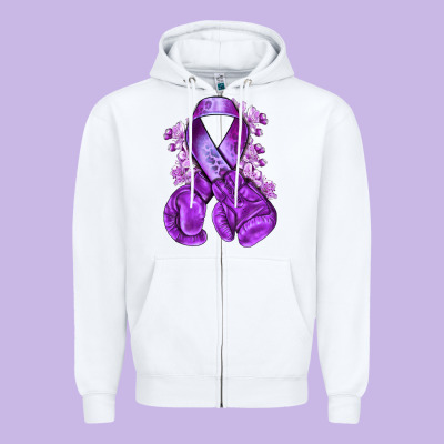 Domestic Violence Warrior Purple Ribbon Zipper Hoodie Designed By Nancycooperartshop
