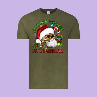 When You're Dead Inside But It's Christmas Hippie Skeleton Santa Vintage Tee Designed By Artiststas