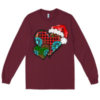 Burgundy Christmas heart gemstones leopard Long Sleeve Tee - BarkalooDesign