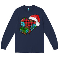 Navy Christmas heart gemstones leopard Long Sleeve Tee - BarkalooDesign
