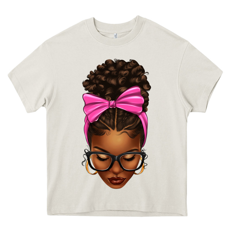 Afro Messy Bun Pink Bow Heavy Core Tee by texasbilliewilder | Teevron