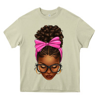 Mossy afro messy bun pink bow Heavy Core Tee - texasbilliewilder