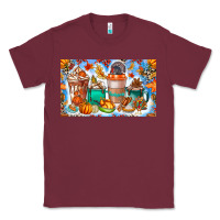 Burgundy Thanksgiving Coffee Drink Kids Cup Classic Tee - CowhideDigitalArt