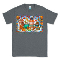 Charcoal Heather Thanksgiving Coffee Drink Kids Cup Classic Tee - CowhideDigitalArt