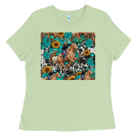 Matcha cowgirl sunflower turquoise Ladies Tee - RanaPortraitStore