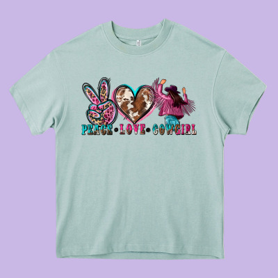Peace Love Cowgirl Heavy Core Tee Designed By Zillion Design Studio