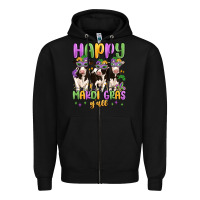 Black happy mardi gras y'all Zipper Hoodie - MaliasSmallBusiness