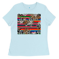Baby Blue cowhide leopard serape Ladies Tee - RanaPortraitStore