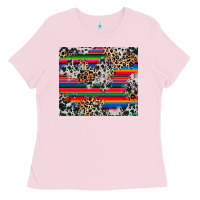Bubblegum Pink cowhide leopard serape Ladies Tee - RanaPortraitStore