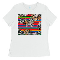 White cowhide leopard serape Ladies Tee - RanaPortraitStore