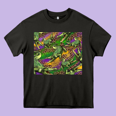 Heavy Core Tee mardi gras louisiana crocodile leopard